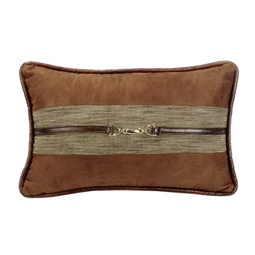 Book Cover Paseo Road by HiEnd Accents | Highland Lodge Suede Buckle Detailed Lumbar Throw Pillow, 12x19 inch, Rustic Cabin Lodge Western Luxury Bedding