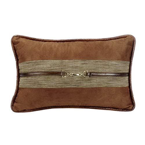 Paseo Road by HiEnd Accents | Highland Lodge Suede Buckle Detailed Lumbar Throw Pillow, 12x19 inch, Rustic Cabin Lodge Western Luxury Bedding