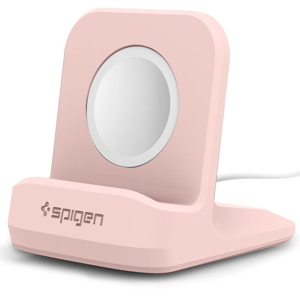 Spigen S350 Stand Designed for Apple Watch Charger Stand Series 7/6/SE/5/4/3/2/1 (45mm,44mm,42mm,41mm,40mm,38mm) Durable TPU with Non-Slip Stable Base - Pink Sand