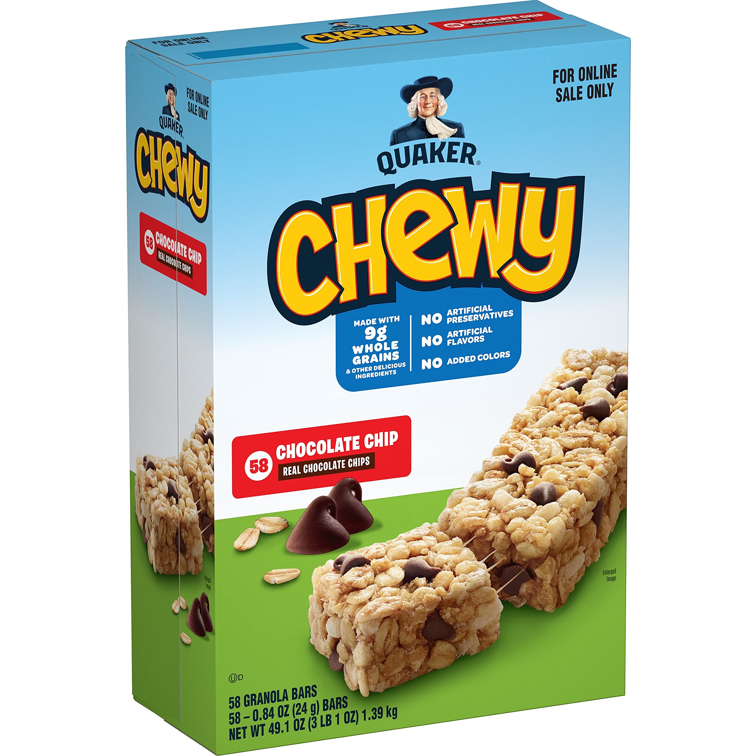Book Cover Quaker Chewy Granola Bars, Chocolate Chip, 58 Count - Packaging May Vary Chocolate Chip, 58ct