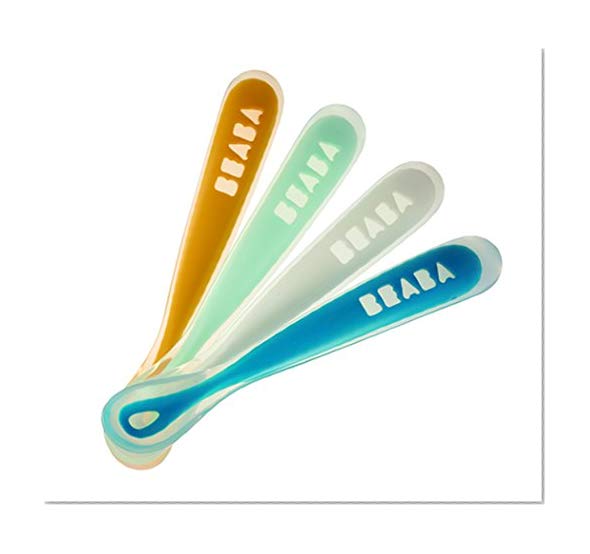 Béaba lot de 4 cuillères silicone 1er repas, Rainbow