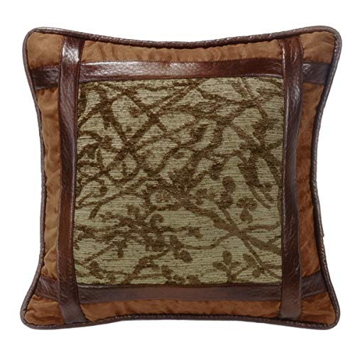 Book Cover Paseo Road by HiEnd Accents | Highland Lodge Framed Tree Faux Leather Decorative Throw Pillow, 18x18 inch, Rustic Cabin Western Luxury Bedding