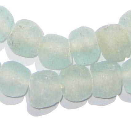 TheBeadChest African Recycled Glass Beads for Eco-Friendly Fair Trade Jewelry Making DIY Crafts and Bracelet & Necklace Making Home Decor Tribal Boho Ethnic Spacer Krobo Sea Glass (Clear Aqua)