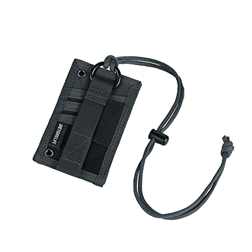 OneTigris Tactical ID Card Holder Hook & Loop Patch Badge Holder Neck Lanyard Key Ring and Credit Card Organizer (Shadow Gray-500D Codura)