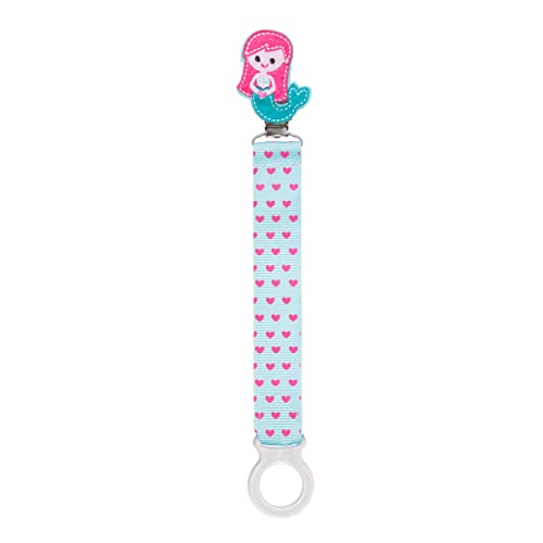 C.R. Gibson Mermaid and Hearts Pacifier Clip for Babies, 2pc, 8.5'' L x 1'' W