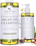 Tree to Tub Fragrance Free Shampoo for Dry & Sensitive Scalp - Gentle Unscented Hydrating Hair Shampoo for Women & Men, Moisturizing Sulfate Free Shampoo w/Organic Argan Oil, All Natural Soapberry