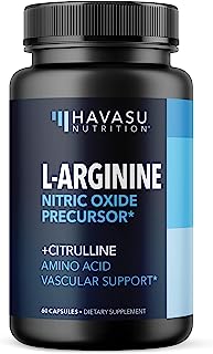 Havasu Nutrition L-Arginine Extra Strength Capsules - Nitric Oxide Booster for Endurance, Energy & Heart Support / 60 Capsule