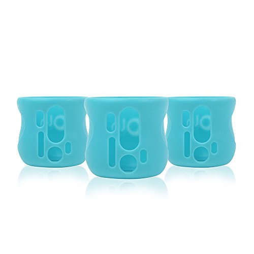 Book Cover Olababy Silicone Sleeve for AVENT Natural Glass Bottles (Pack of 3) (4 oz, Blue)