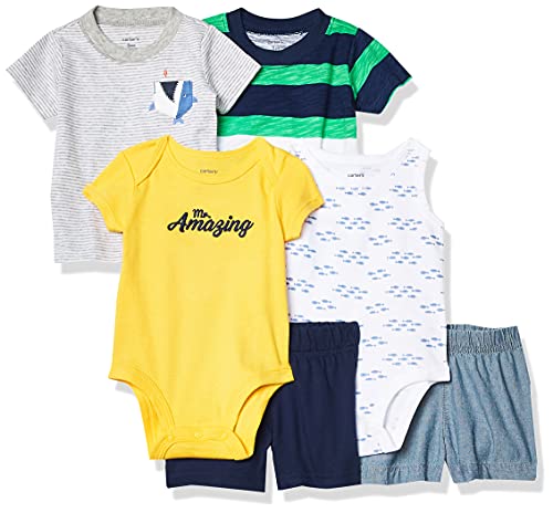 Book Cover Carter's Baby Boys' 6-Piece Bodysuit Tee and Short Set
