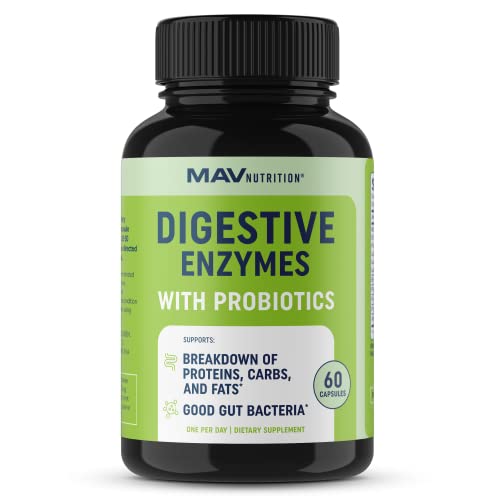 Digestive Enzymes with Probiotics | Bloating Relief & Digestive Health for Women & Men | 400MG Enzyme Blend with Probiotic Strains for Digestion & Gut Health | Vegetarian, 3rd-Party Tested (60 ct.)