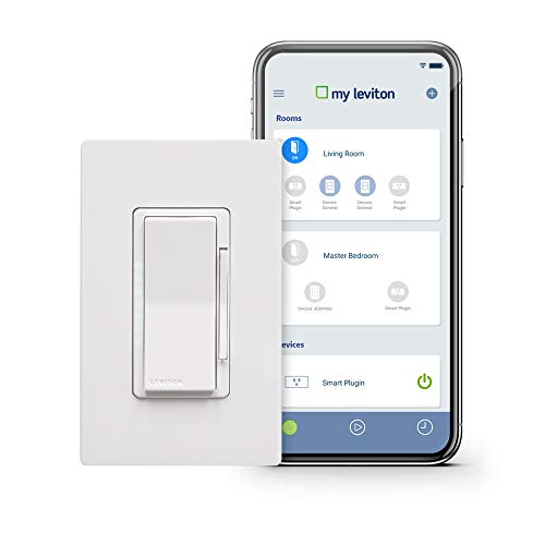 Leviton DW1KD-1BZ Decora Smart Wi-Fi 1000W Incandescent/450W LED Dimmer, No Hub Required, Works with Alexa, Google Assistant