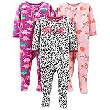 Simple Joys by Carter's Baby and Toddler Girls' 3-Pack Loose Fit Fleece Footed Pajamas