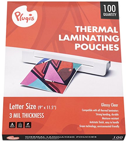 Book Cover Pluqis Thermal Laminating Pouches Letter Size 9 x 11.5 Inch, Clear 3 Mil, 100 Sheets