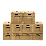 Bankers Box SmoothMove Classic Moving Kit Boxes, Tape-Free Assembly, Easy Carry Handles, 2 Small 6 Medium 2 Large, 10 Pack (7716801)