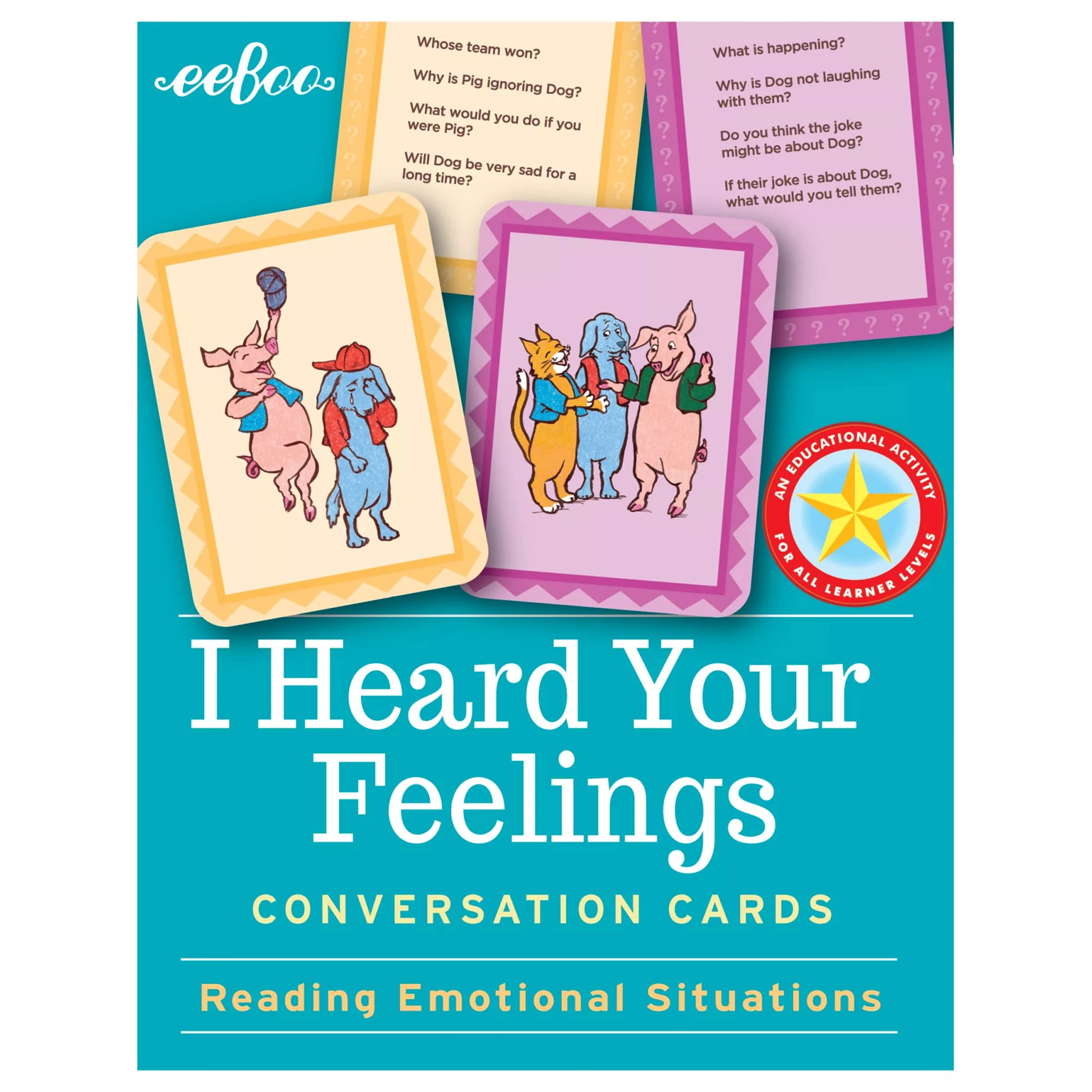 Book Cover eeBoo: I Heard Your Feelings, Conversation Flash Cards, Reading Emotional Situations, Develop Social and Emotional Intelligence, For Ages 3 and up