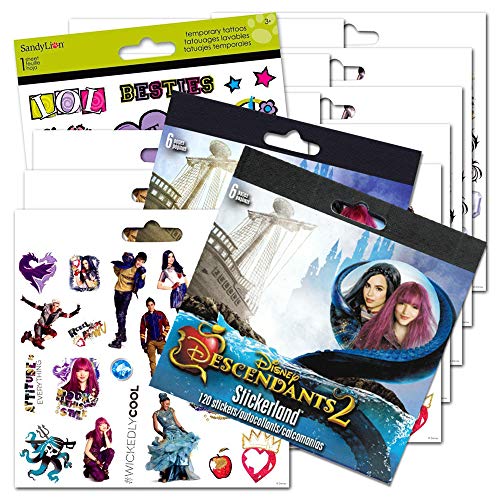 Disney Descendants Stickers Party Pack -- 240 Descendants Stickers Bundled With Bonus Tattoos (12 Sticker Sheets, Descendants Party Supplies)