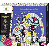 Les Ateliers Du Calme - Coffret Multi Activités Chats - Scratch Art - Sable - Velours - CREH600 - Loisirs Créatifs