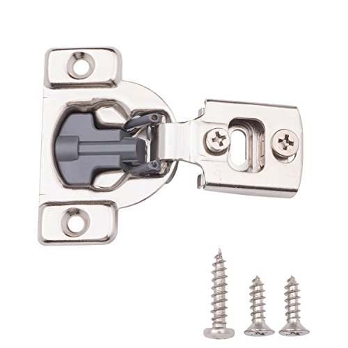 AmazonBasics AB-4011, Nickel Plated steel, Soft Close Hinge, 1/2 Inch Overlay, 10-Pack, 1/2-inch, 10 Count