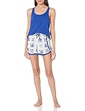 Amazon Brand - Mae Women's Sleepwear Racerback with Crochet Insert Tank Pajama Set