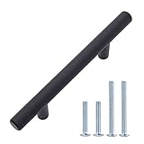 Amazon Basics Euro Bar Cabinet Handles, Drawer Pulls, 5.38-inch Length, 3-inch Hole Center, 1/2-inch Diameter, Matte Black, 10-Pack, AB1500-FB-10