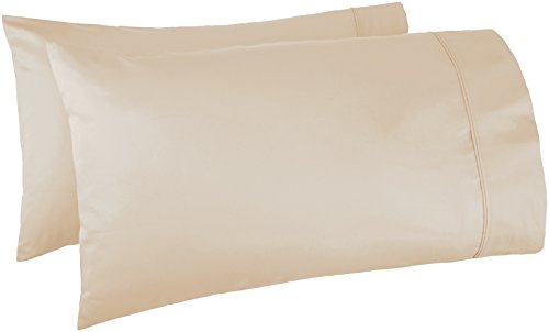 Book Cover Amazon Basics 400 Thread Count Cotton Pillow Cases - King, Set of 2, Beige