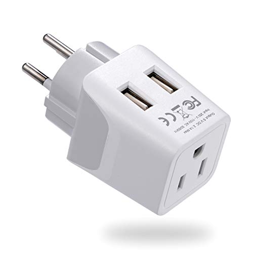 Book Cover Ceptics Israel, Palestine Travel Adapter Plug with Dual USB - Usa Input - Type H - Ultra Compact - Perfect for Cell Phones, Laptop, Camera Chargers, iWatch, iPhone and More (CTU-14)