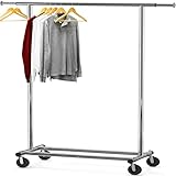 Simple Houseware Heavy Duty Clothing Garment Rack, Holds Up to 150 lbs, 42 to 67 Inches Extendable Rod, Chrome