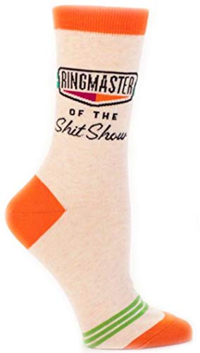 Blue Q Women's Novelty Crew Socks "Ringmaster Of The Shit Show" ( Women's Shoe Size 5-10 )