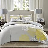 Comfort Spaces Enya Comforter Set-Modern Floral Design All Season Down Alternative Bedding, Matching Shams, Bedskirt, Decorative Pillows, Queen(90"x90"), Yellow