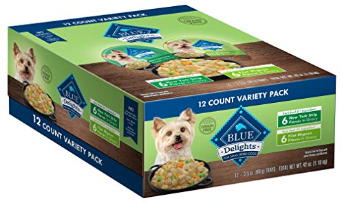 BLUE Divine Delights Adult Small Breed Variety Pack Filet Mignon Flavor in Hearty Gravy and New York Strip Flavor in Hearty Gravy Wet Dog Food 3.5-oz (Pack of 12)