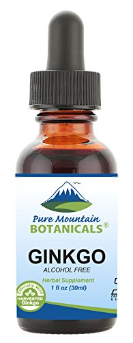 Pure Mountain Botanicals Gingko Biloba Liquid Extract Drops – Alcohol Free Tincture of Wild Harvest Ginkgo Biloba Leaf Supplement