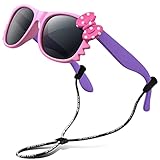 RIVBOS Rubber Kids Polarized Sunglasses With Strap Glasses Shades for Boys Girls Baby and Children Age 3-10 RBK002(3376-pink)
