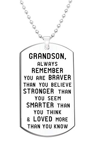 Elegant Chef Grandson Inspirational Jewelry Necklace Gift- Always Remember You are Braver Than You Believe