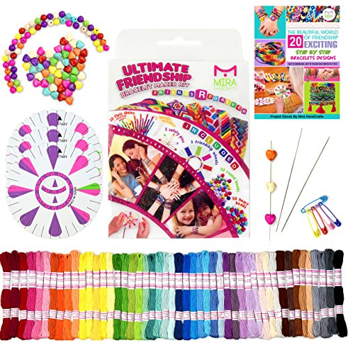 MIRA HANDCRAFTS Premium Friendship Bracelet Maker - Large 161 Piece Bracelet Making Kit - Best Birthday 20 Bracelets Patterns Book with GuidesÂ for Kids