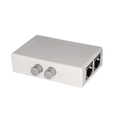 SinLoon RJ45 Splitter Selector Switch, 2 Ports Network Switch Splitter Selector Hub 2-in 1-Out or 1-in 2-Out 100M t 2-Way RJ45 Ethernet Network Push Button Metal Mini Switch Box