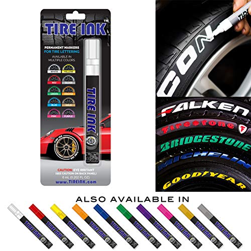 Tire Ink White Tire Paint Pen - Waterproof Permanent Paint pens for Car Wheels Lettering | Car Wash Safe and Durable | Made in Japan (Pack of 1)