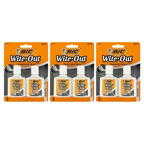 Bic Wite-Out Quick Dry Correction Fluid, 20ml Bottle, White (12 Count)