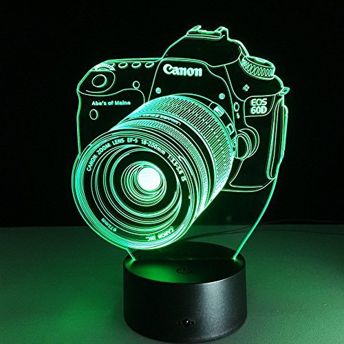 VELAN 3D Lamp Camera Gift Acrylic Table Night Light Furniture Decorative Colorful 7 Color Change Household Home Desk Accessories