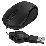 SABRENT Mini Travel USB Optical Mouse with Retractable Cable (MS-OPMN)