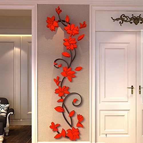 Book Cover Fenta Wall Decoration Rose Flower Acrylic 3D Wall Sticker
