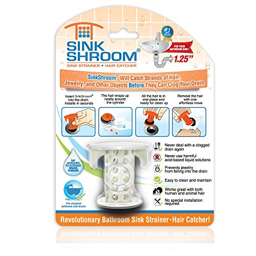 Book Cover SinkShroom The Revolutionary Sink Drain Protector Hair Catcher/Strainer/Snare, White