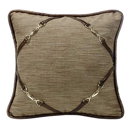 Book Cover Paseo Road by HiEnd Accents | Highland Lodge Buckle Cornered Decorative Throw Pillow, 18x18 inch, Rustic Cabin Lodge Western Luxury Bedding