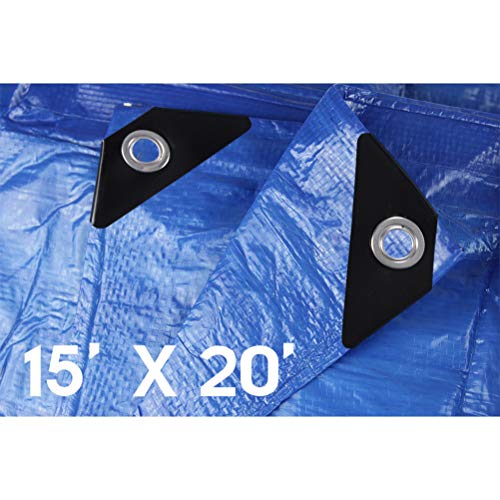 Book Cover Hanjet Waterproof Tarps 15 x 20 5-mil Thick Rain Covers Drop Cloths Camping Tarp Blue