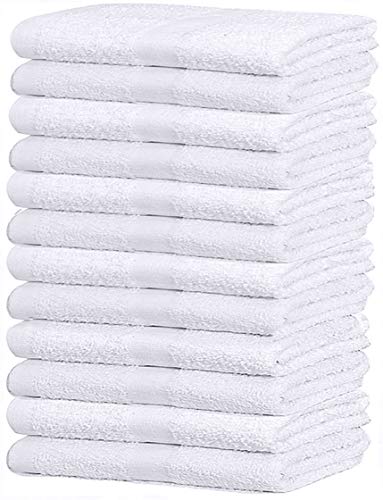 Book Cover GOLD TEXTILES 12 Pack White Economy Cotton Blend 15x25 Inches Basic Hand Towels- Gym Towels (1 Dozen)