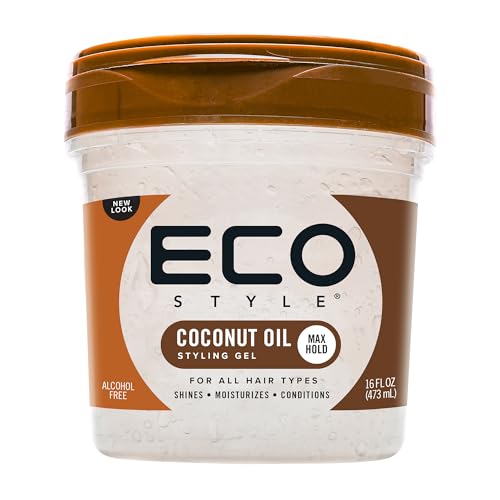 Ecoco Eco Style Gel - Coconut Oil - Adds Luster And Moisturizes Hair - Weightless Styling And Superior Hold - Prevents Breakage And Split Ends - Promotes Scalp Health - For All Hair Types - 16 Oz