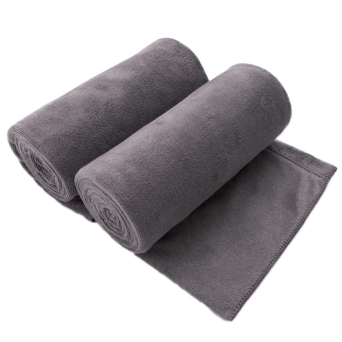 JML Microfiber Bath Towel 2 Pack(30" x 60"), Oversized, Soft, Super Absorbent and Fast Drying, No Fading Multipurpose Use for Sports, Travel, Fitness, Yoga, 30 in x 60 in, Grey 2 Count - Grey 30 in x 60 in