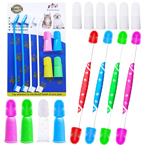 PenVinoo 22 PCS 360 Â° Dog Toothbrush Pet Toothbrush 360 Â° Finger Toothbrush Small to Large Dogs