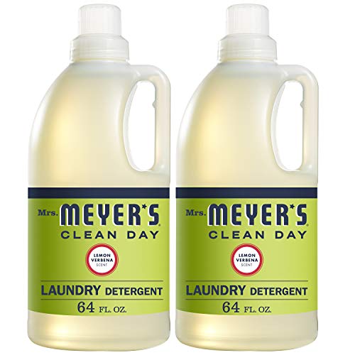 Book Cover Mrs. Meyer's Clean Day Liquid Laundry Detergent, Cruelty Free and Biodegradable Formula Infused with Essential Oils, Lemon Verbena Scent, 64 oz - Pack of 2 (128 Loads)