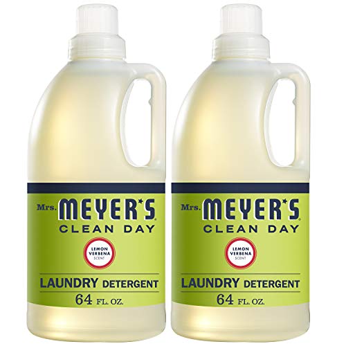 Mrs. Meyer's Clean Day Liquid Laundry Detergent, Cruelty Free and Biodegradable Formula Infused with Essential Oils, Lemon Verbena Scent, 64 oz - Pack of 2 (128 Loads)