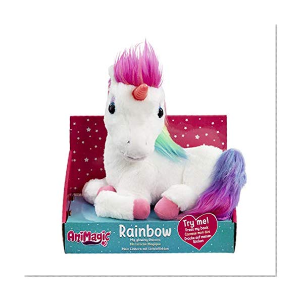 Animagic Licorne Rainbow-Corne Lumineuse-Hénnit et émet des Sons Magiques-Peluche Interactive, 31224.4300